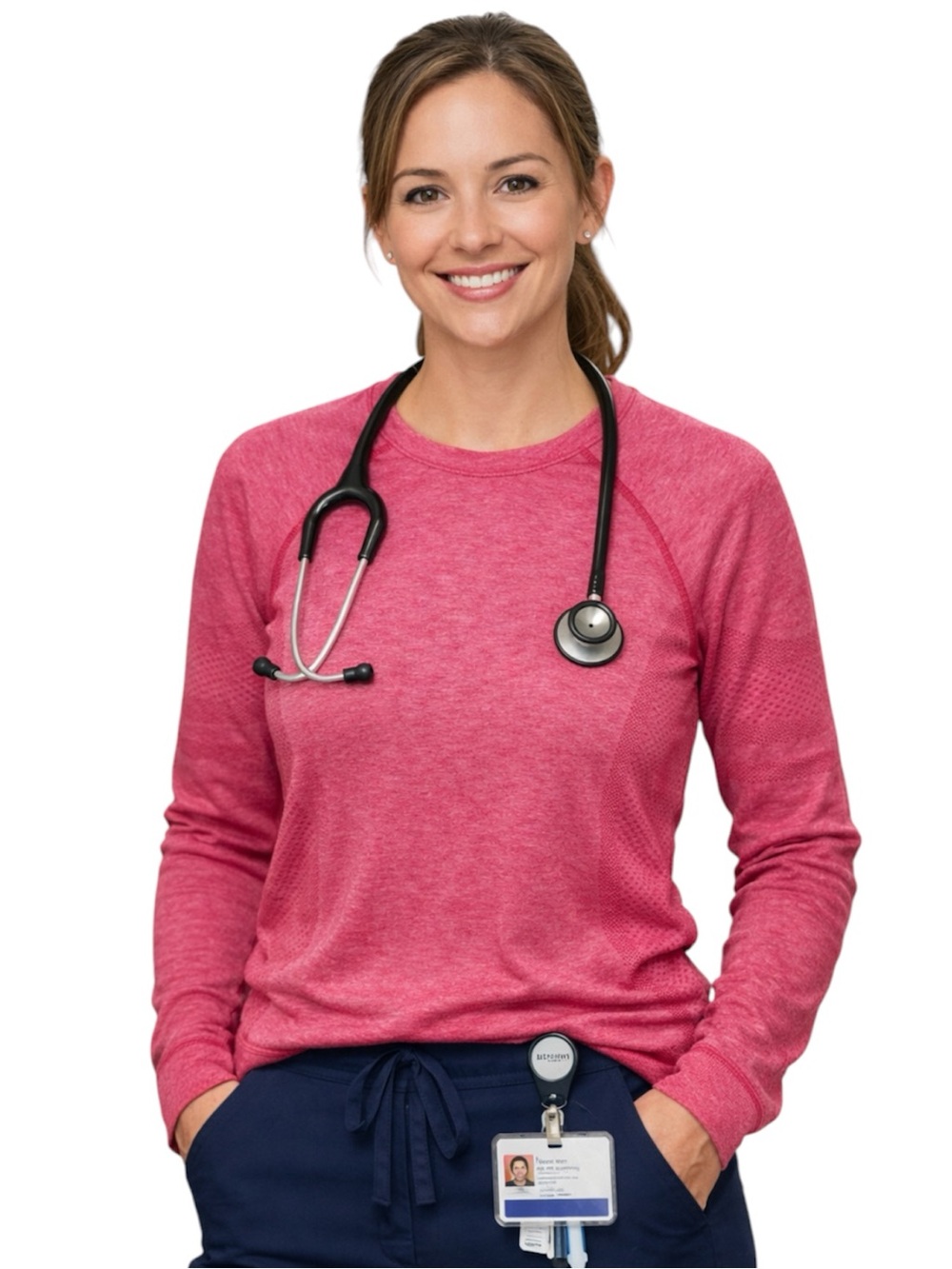 FIGS Salta Seamless Long Sleeve Underscrub Women L - Pink W22KW1010 Nurse
Y
